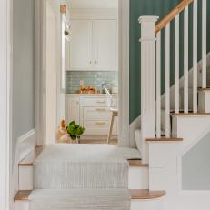 Blue Green Stairs and Kitchen