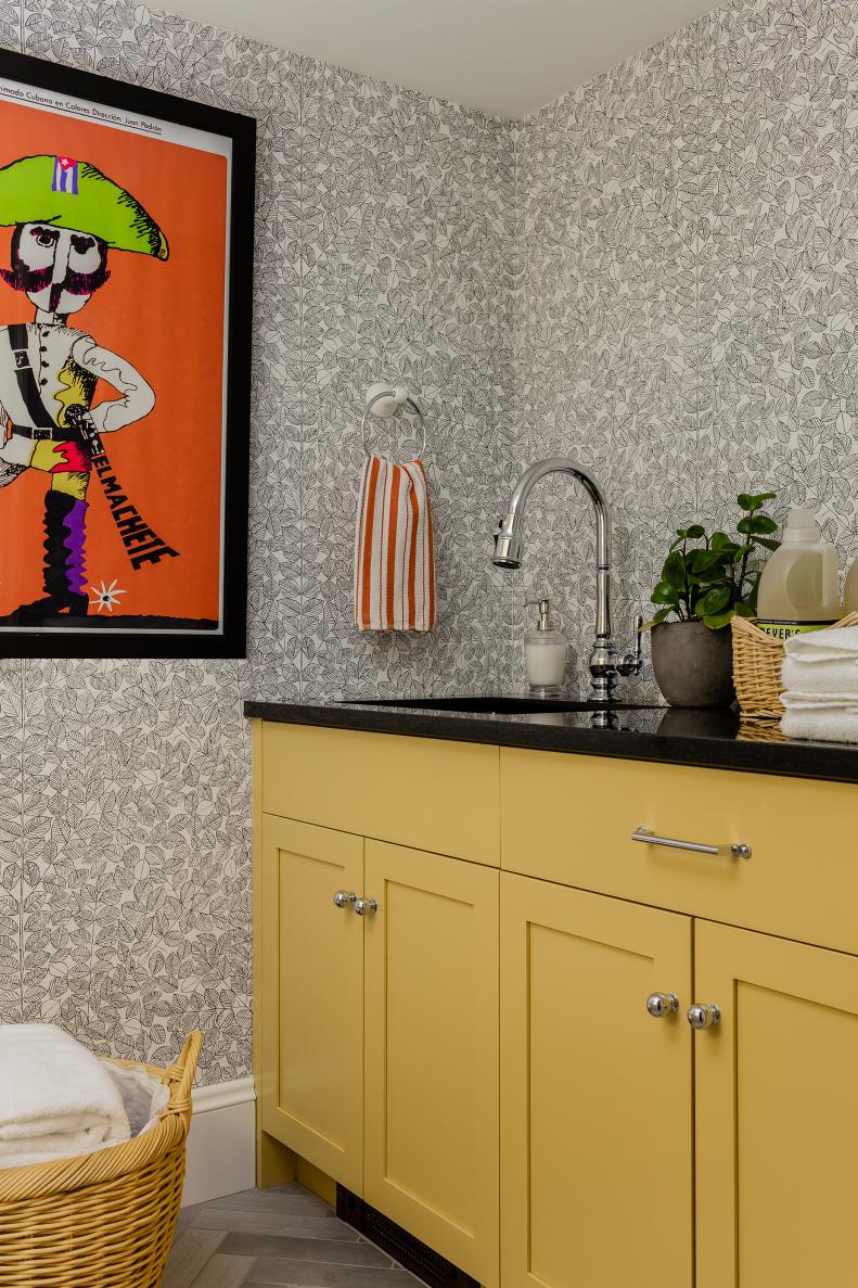 Laundry Room With Orange Art