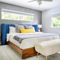 Midcentury Modern Bedroom With Gray Accent Wall