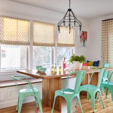 Classic Dining Table With Mint Green Chairs