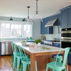 Kitchen Island With Mint Green Chairs