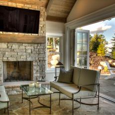 Rustic Porch With Accordion Door
