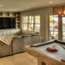 Lakefront Game Room With Pool Table