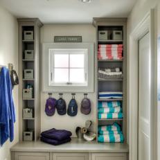 Coastal Mudroom With Striped Towels