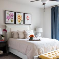 Transitional Bedroom With Yellow Bench