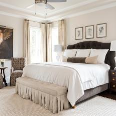 Neutral Traditional Master Bedroom With Brown Bed