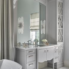 Elegant Master Bathroom With Ornate Single Vanity