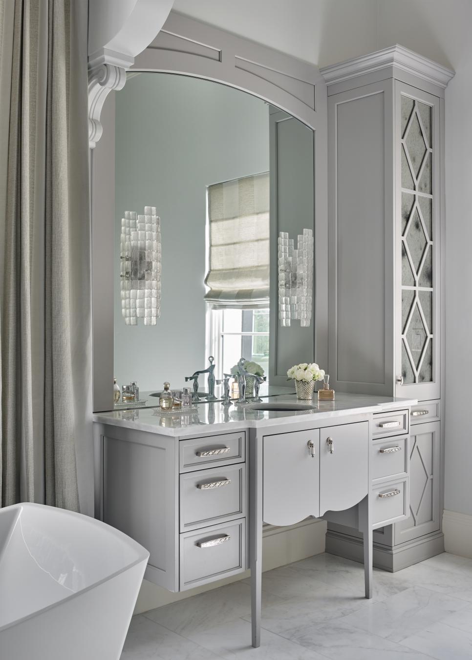 Elegant Master Bathroom With Ornate Single Vanity Hgtv