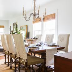 Traditional Dining Room With Monogrammed Chairs
