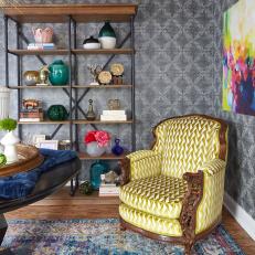 Gray Eclectic Foyer and Yellow Chair