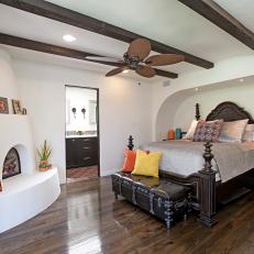 Mediterranean Master Bedroom With Kiva Fireplace