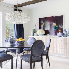 Traditional Dining Room With Chevron Chairs