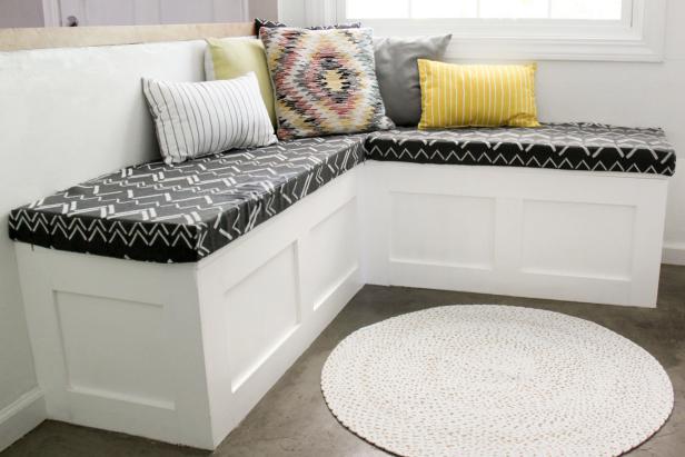 A Banquette Seat With Built In Storage, Corner Breakfast Nook Bench With Storage