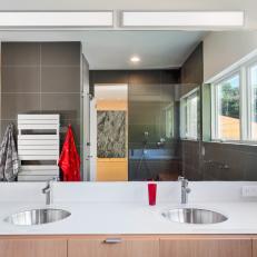 Modern Bathroom With Red Cup