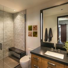 Bathroom With Gray Tile Shower