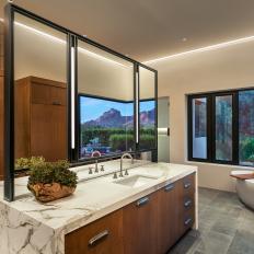 Contemporary Bathroom With Mountain View
