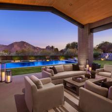 Luxury Backyard With Covered Sitting Area