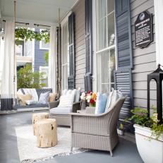 Welcoming Front Porch With Charming Porch Swing