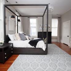 Gray Master Bedroom With Four Poster Bed