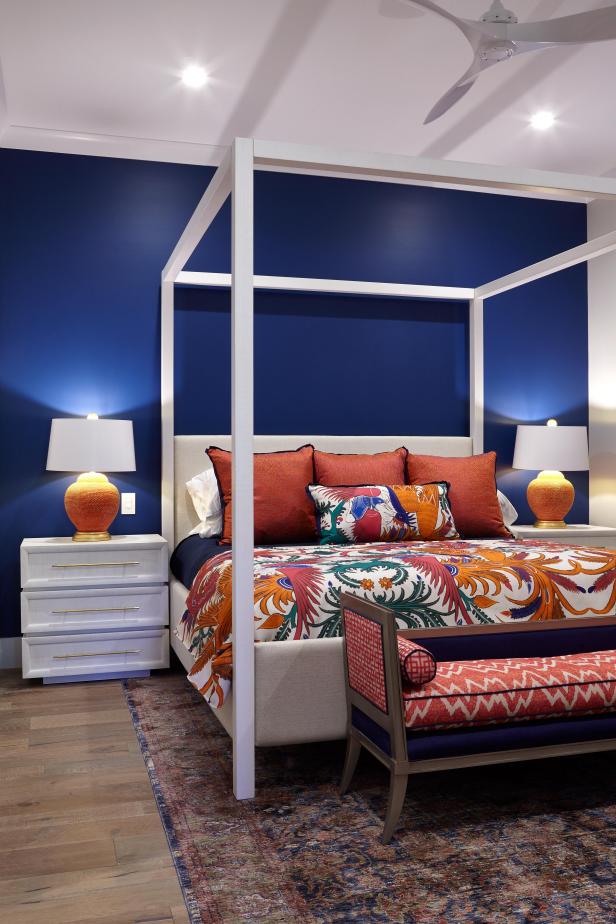 Bold Blue Guest Bedroom  HGTV