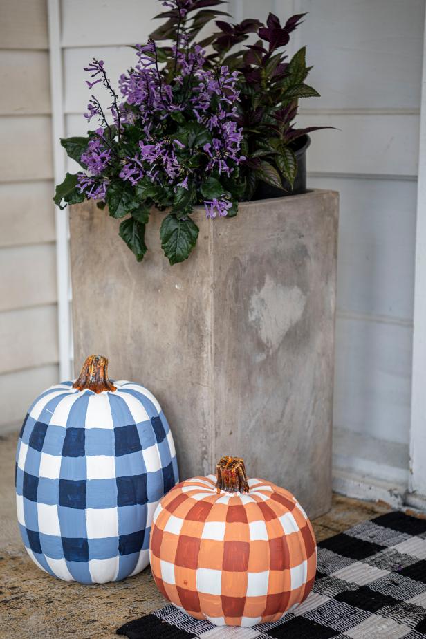 Ditch the gooey mess of carving and opt for painting your pumpkins instead. From ghoulish to glam (like ours), the options are endless.