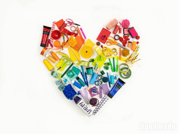 Rainbow Heart Made From Craft Supplies