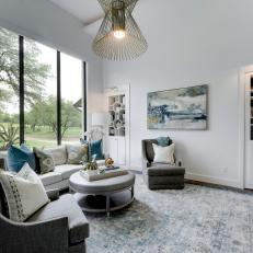 Contemporary Sitting Room With Blue Rug