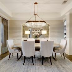 White Traditional Dining Room With Curved Chairs