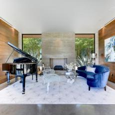 Modern Music Room With Blue Sofa