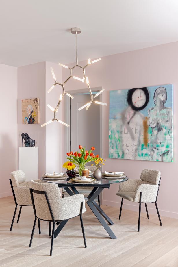 Pink Contemporary Dining Room 