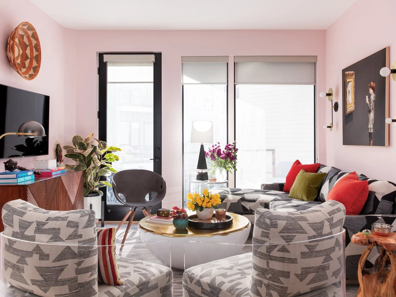 Pale pink living room ideas top