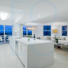 Luxurious Open-Plan Kitchen In White