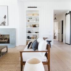Scandinavian Living Room With White Basket