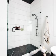 Modern Black-And-White Walk-In Shower