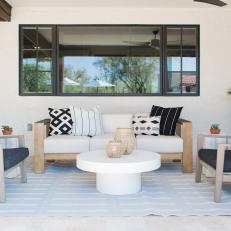 Contemporary Porch With Geometric Pillows