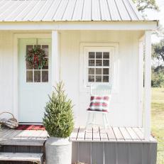 Backyard Playhouse Exterior With Flannel Decor