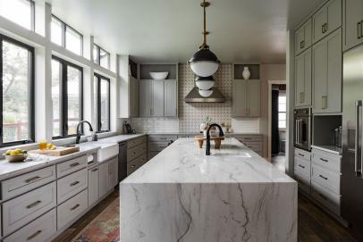 Contemporary Farmhouse Kitchen With Vintage Inspired Backsplash Hgtv