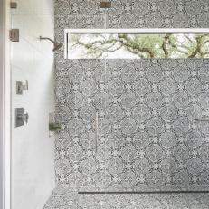Elegant Black-And-White Walk-In Shower Tiles