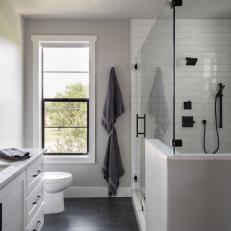 Modern Bathroom With Glass Walk-In Shower