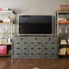 TV and Vintage Cabinet