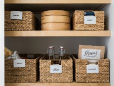 Labeling containers makes it even more efficient to see what you need in a pantry, grab it and go. But it's important to keep all of the labels uniform for a clean, consistent look. Usually, a simple font is the best way to go.