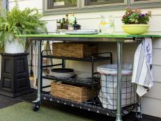 Need more storage and prep space in your outdoor kitchen? See how we transformed an old kitchen cart into a multi-functional, weather-resistant kitchen island on wheels.