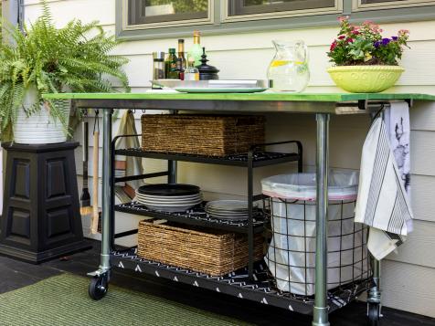 How to Turn a Stainless Steel Cart Into an Outdoor Kitchen Island
