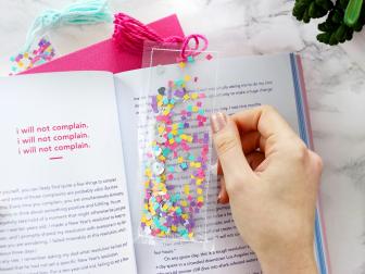 Confetti Bookmark with Pink Tassle 