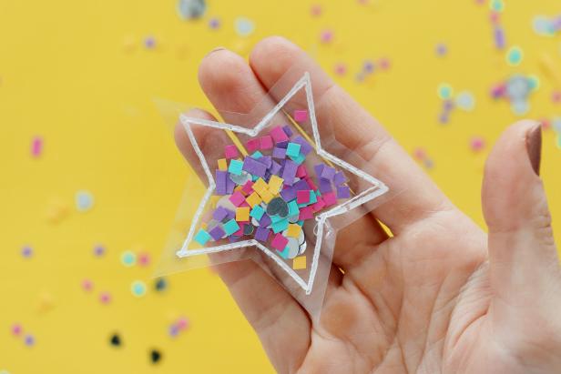 Learn how to make colorful confetti magnet in the shape of a star, as seen on HGTV.com