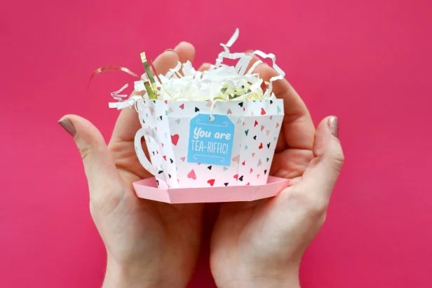 Fill the cup with basket filler and add a small gift like fancy tea or a gift card.