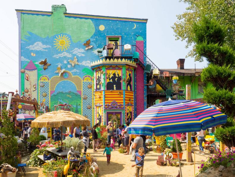 The courtyard at Randyland in Pittsburgh's Mexican War Streets neighborhood