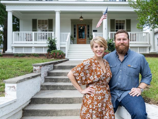 As seen on Home Town, Ben and Erin Napier (C) have completely renovated the Hogue residence in downtown Laurel, Mississippi. The exterior now features a new raised porch area, new paint and a new front door that welcomes the Hogues to the downtown area. (portrait)