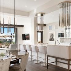 White Modern Open Plan Kitchen and Dining Area