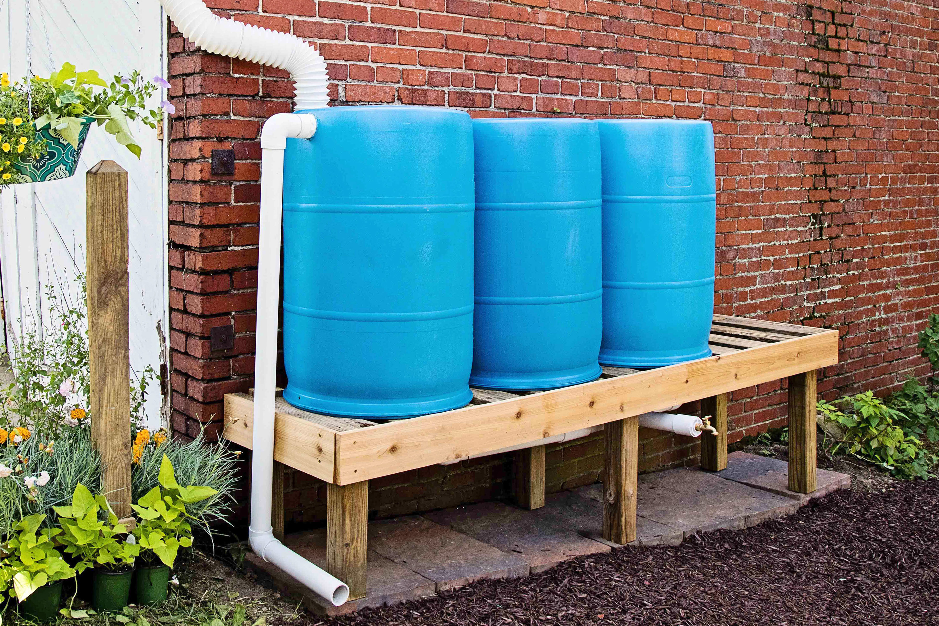 50/66/100 Gallons Portable Rain Barrel Water Collector PVC Tank Storage Outdoor 